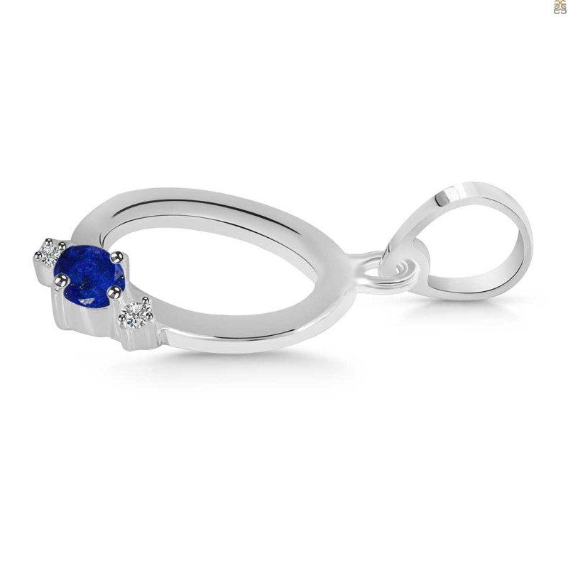 Lapis & White Topaz Alphabet O Pendant