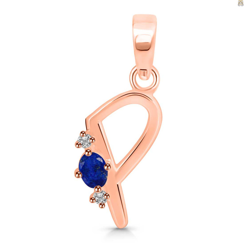 Lapis & White Topaz Alphabet P Pendant LLP-RDA-16.