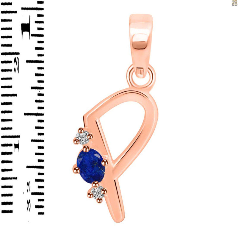Lapis & White Topaz Alphabet P Pendant LLP-RDA-16.