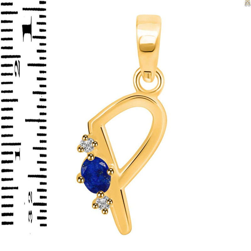 Lapis & White Topaz Alphabet P Pendant LLP-RDA-16.