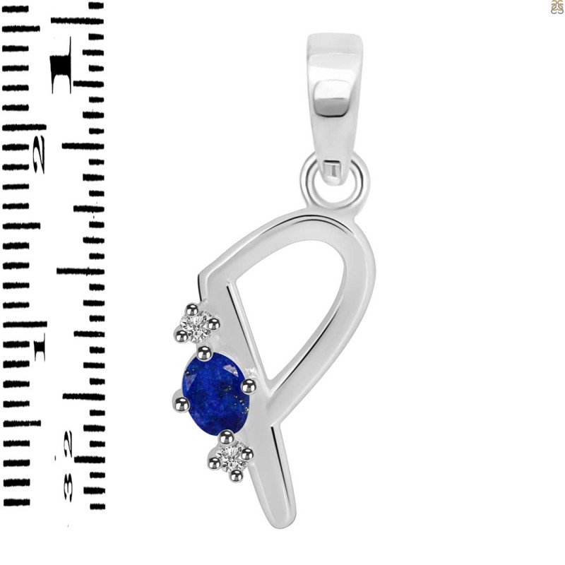 Lapis & White Topaz Alphabet P Pendant LLP-RDA-16.