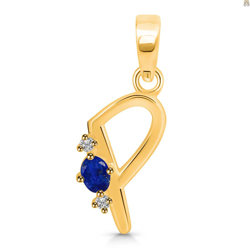 Lapis & White Topaz Alphabet P Pendant LLP-RDA-16.