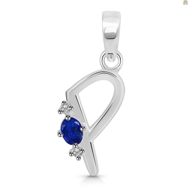 Lapis & White Topaz Alphabet P Pendant LLP-RDA-16.