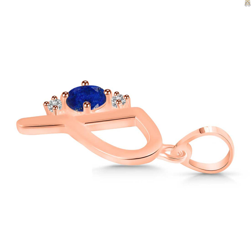 Lapis & White Topaz Alphabet P Pendant LLP-RDA-16.