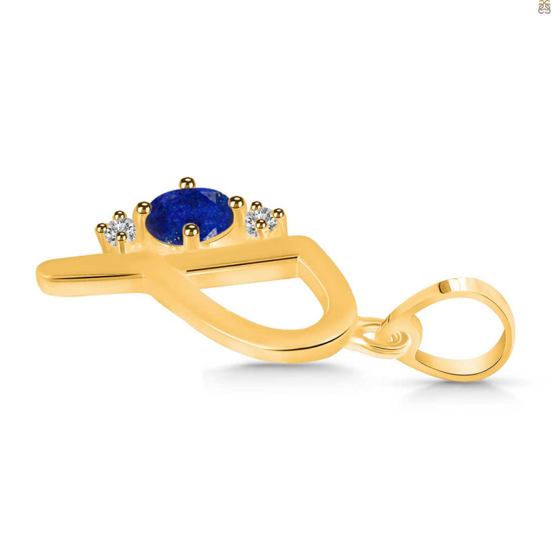Lapis & White Topaz Alphabet P Pendant LLP-RDA-16.