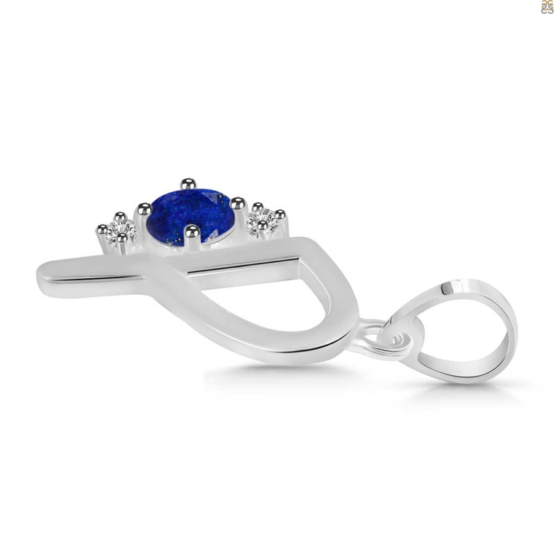 Lapis & White Topaz Alphabet P Pendant