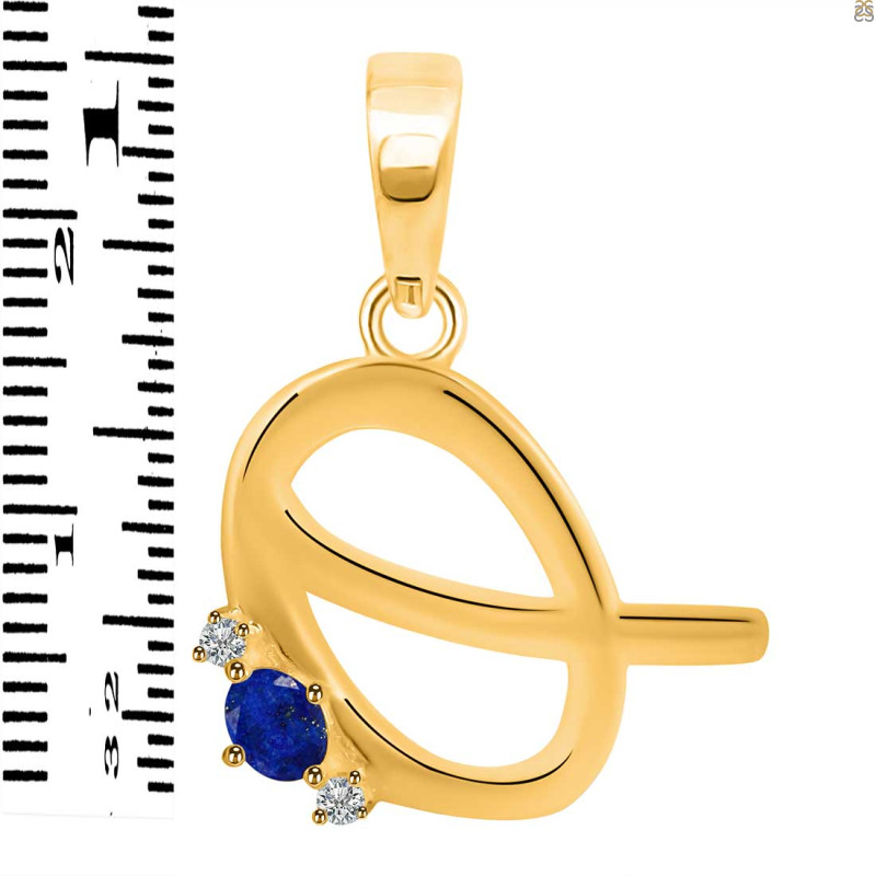 Lapis & White Topaz Alphabet Q Pendant LLP-RDA-17.