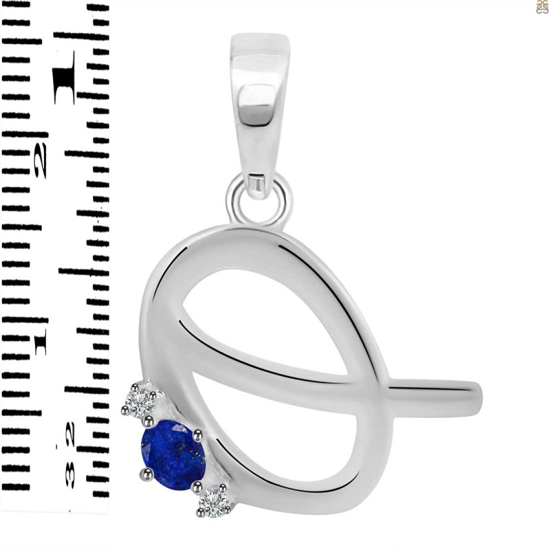 Lapis & White Topaz Alphabet Q Pendant LLP-RDA-17.
