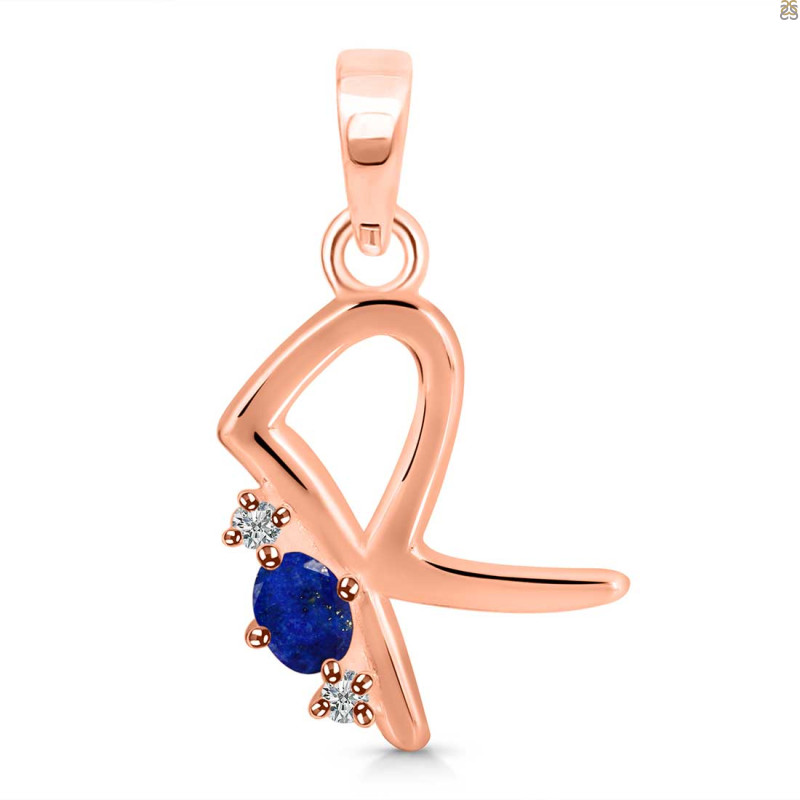 Lapis & White Topaz Alphabet R Pendant LLP-RDA-18.