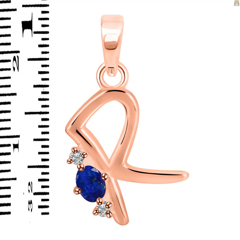 Lapis & White Topaz Alphabet R Pendant LLP-RDA-18.