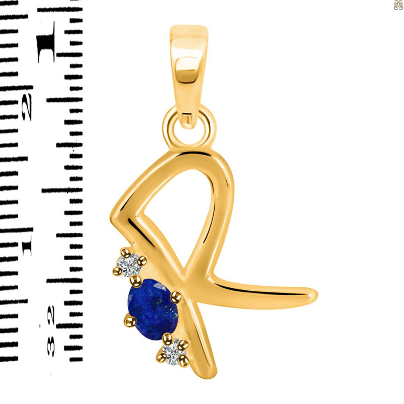 Lapis & White Topaz Alphabet R Pendant LLP-RDA-18.