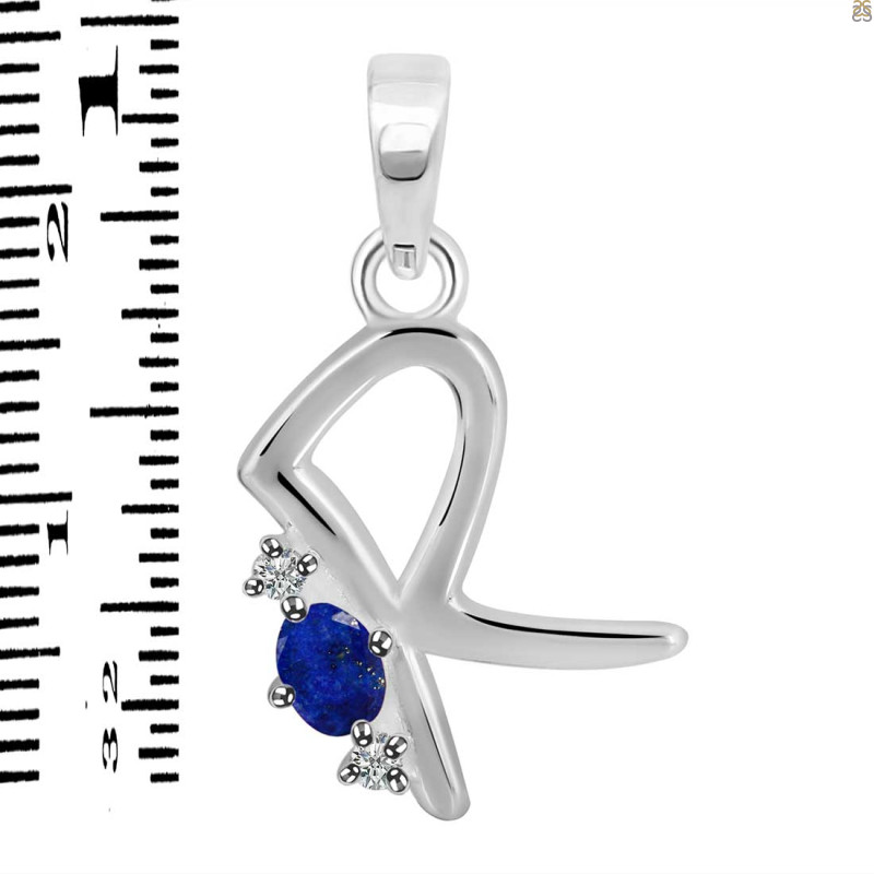 Lapis & White Topaz Alphabet R Pendant LLP-RDA-18.