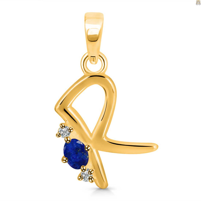 Lapis & White Topaz Alphabet R Pendant LLP-RDA-18.