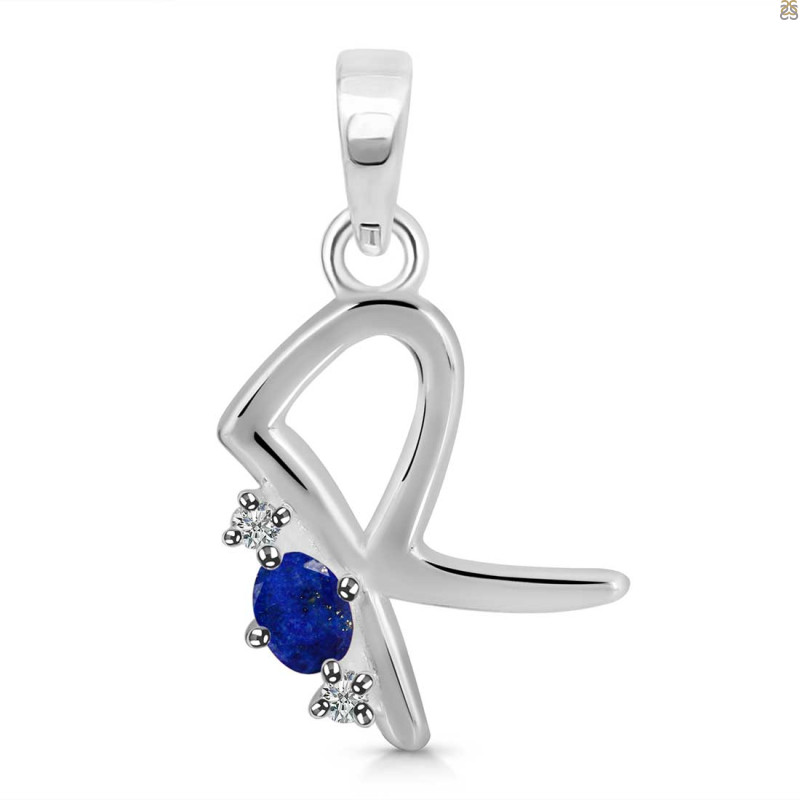 Lapis & White Topaz Alphabet R Pendant LLP-RDA-18.