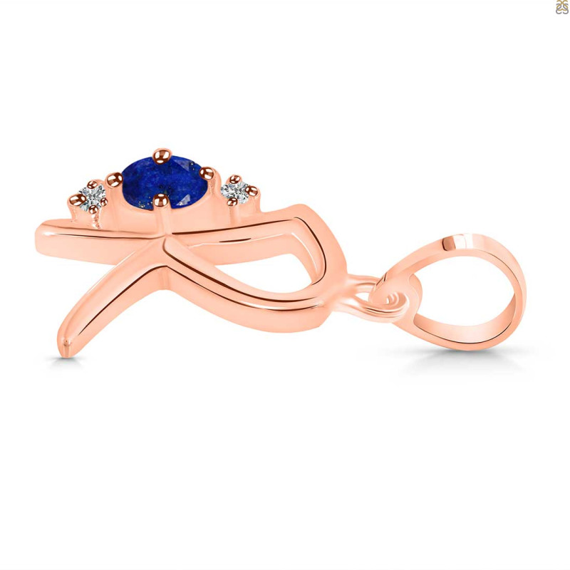 Lapis & White Topaz Alphabet R Pendant LLP-RDA-18.