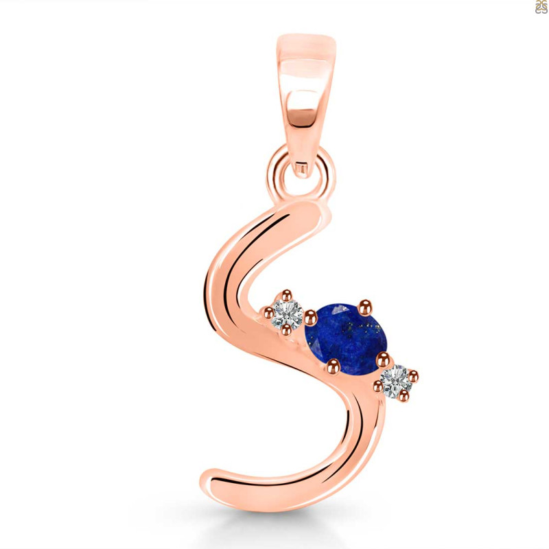 Lapis & White Topaz Alphabet S Pendant LLP-RDA-19.
