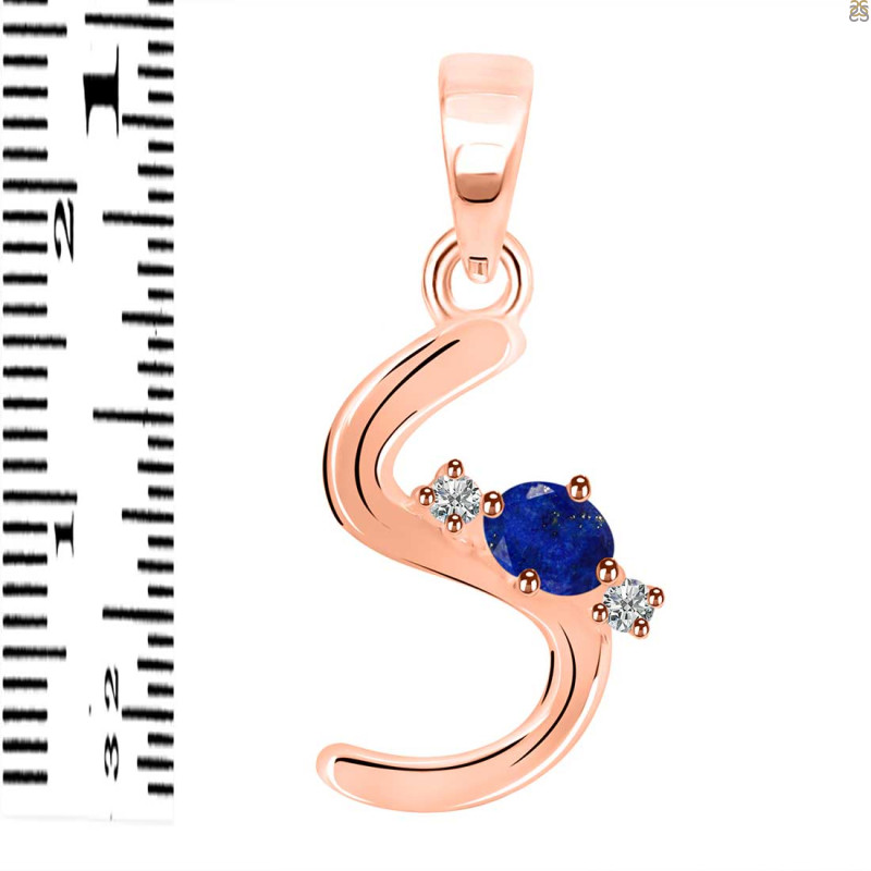 Lapis & White Topaz Alphabet S Pendant LLP-RDA-19.