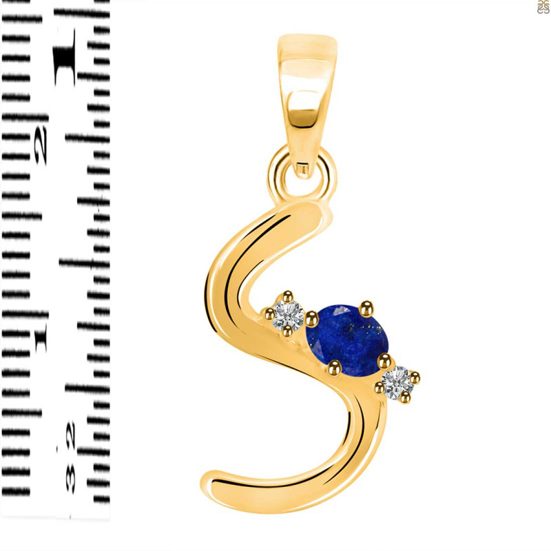 Lapis & White Topaz Alphabet S Pendant LLP-RDA-19.