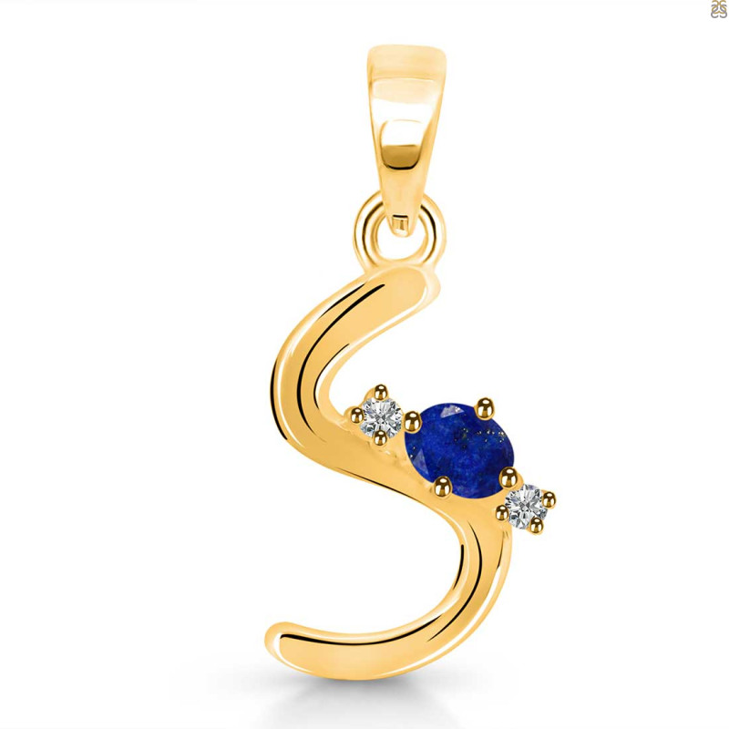 Lapis & White Topaz Alphabet S Pendant LLP-RDA-19.