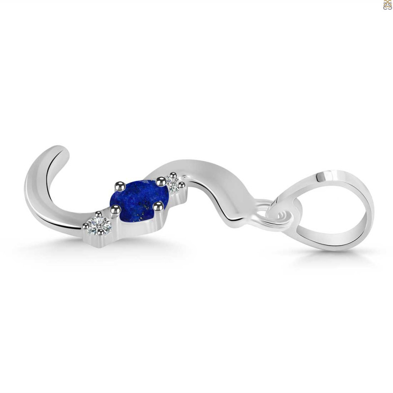 Lapis & White Topaz Alphabet S Pendant