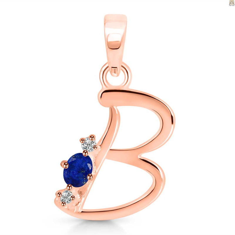 Lapis & White Topaz Alphabet B Pendant LLP-RDA-2.