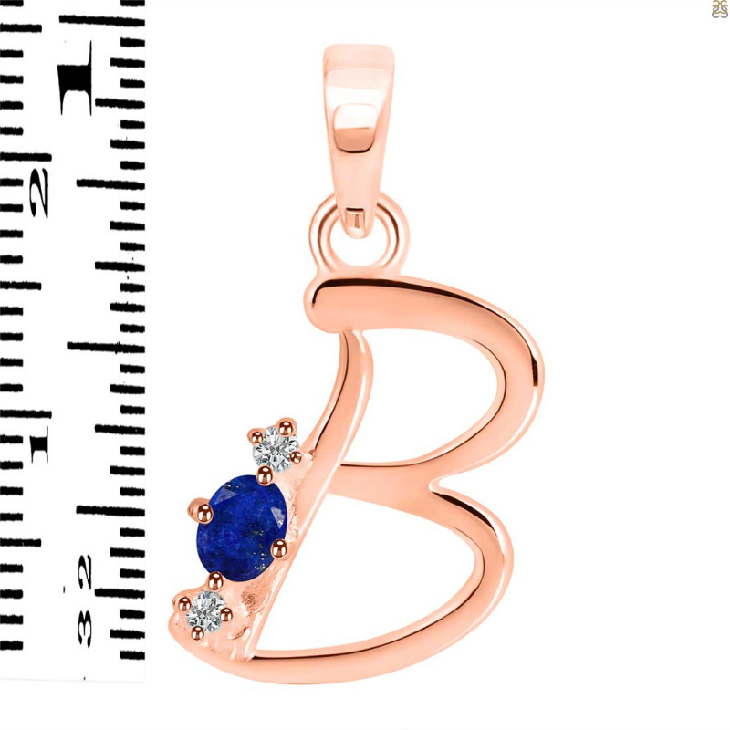 Lapis & White Topaz Alphabet B Pendant LLP-RDA-2.