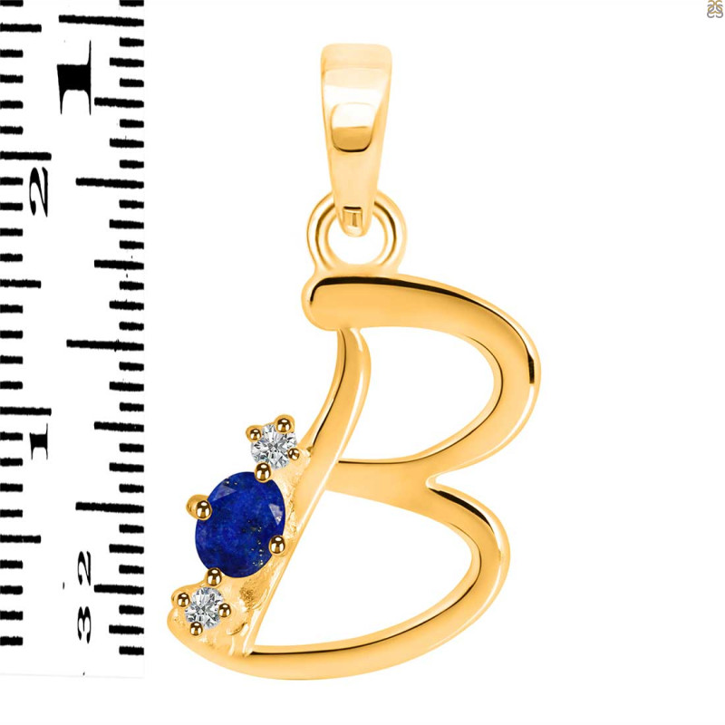 Lapis & White Topaz Alphabet B Pendant LLP-RDA-2.