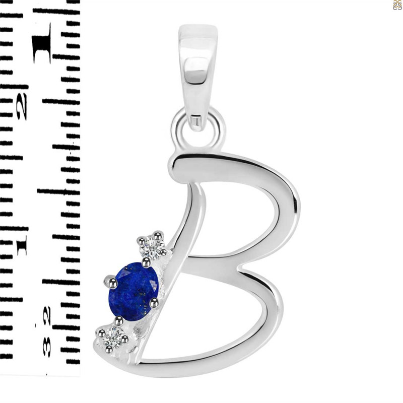 Lapis & White Topaz Alphabet B Pendant LLP-RDA-2.