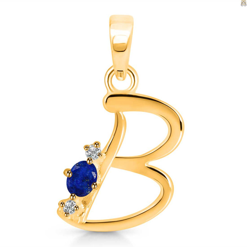 Lapis & White Topaz Alphabet B Pendant LLP-RDA-2.