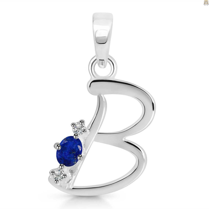 Lapis & White Topaz Alphabet B Pendant LLP-RDA-2.