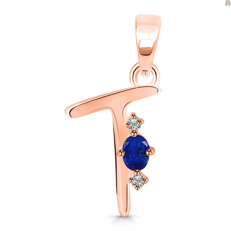 Lapis & White Topaz Alphabet T Pendant LLP-RDA-20.