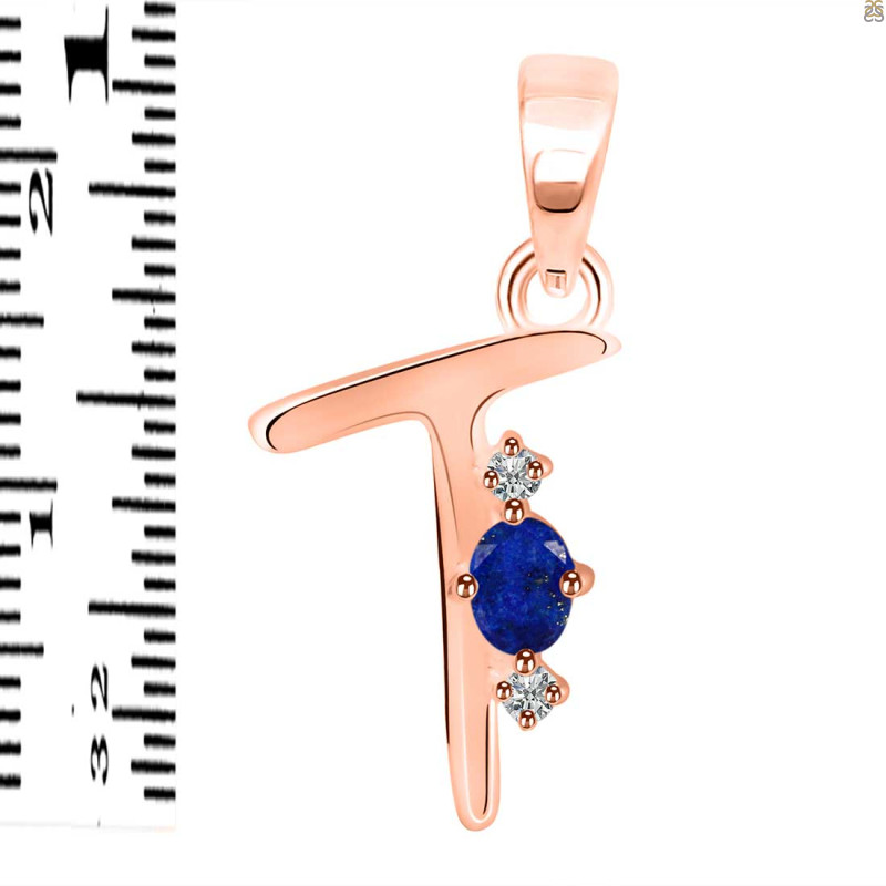 Lapis & White Topaz Alphabet T Pendant LLP-RDA-20.
