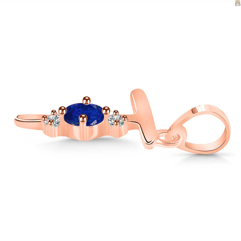 Lapis & White Topaz Alphabet T Pendant LLP-RDA-20.