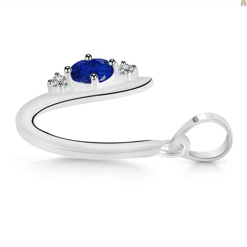 Lapis & White Topaz Alphabet U Pendant