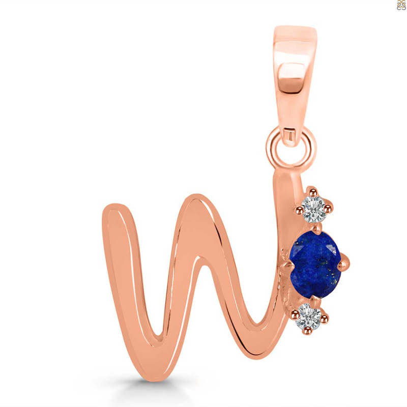 Lapis & White Topaz Alphabet W Pendant LLP-RDA-23.