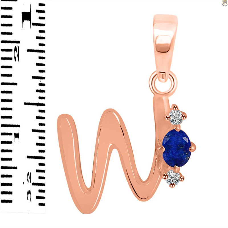 Lapis & White Topaz Alphabet W Pendant LLP-RDA-23.