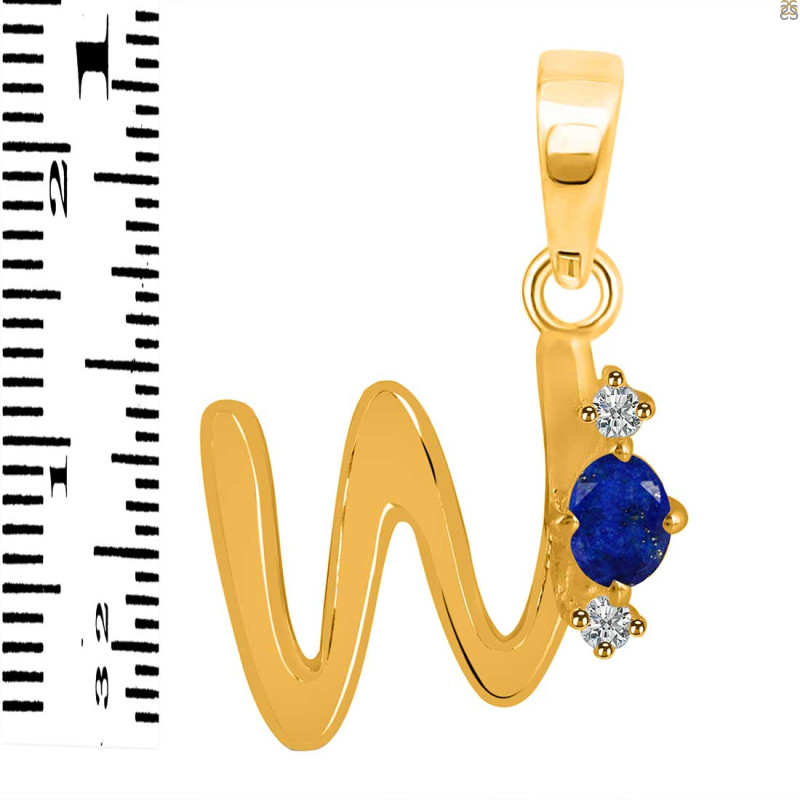 Lapis & White Topaz Alphabet W Pendant LLP-RDA-23.