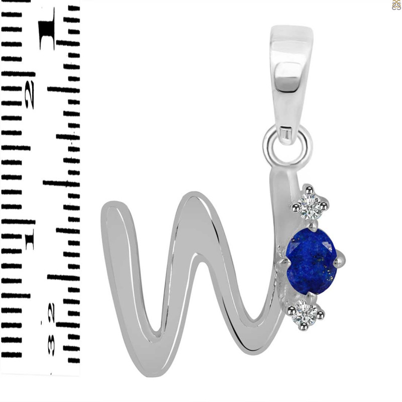 Lapis & White Topaz Alphabet W Pendant LLP-RDA-23.
