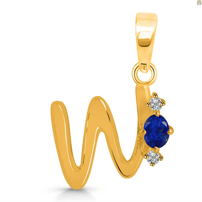 Lapis & White Topaz Alphabet W Pendant LLP-RDA-23.