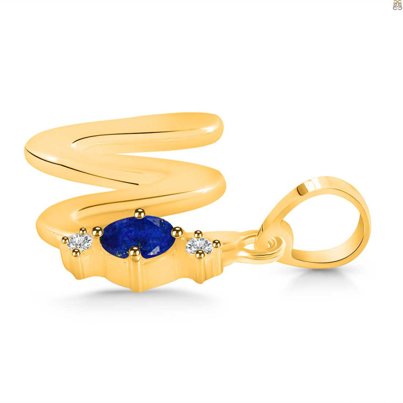 Lapis & White Topaz Alphabet W Pendant LLP-RDA-23.