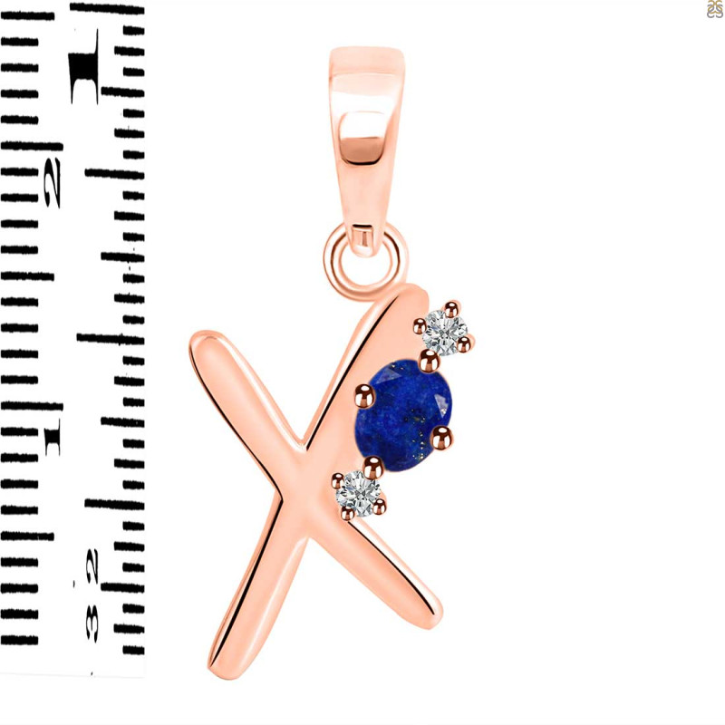 Lapis & White Topaz Alphabet X Pendant LLP-RDA-24.