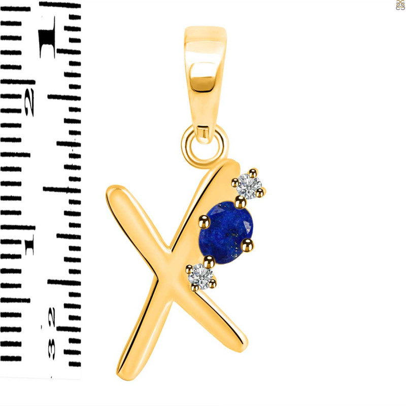 Lapis & White Topaz Alphabet X Pendant LLP-RDA-24.