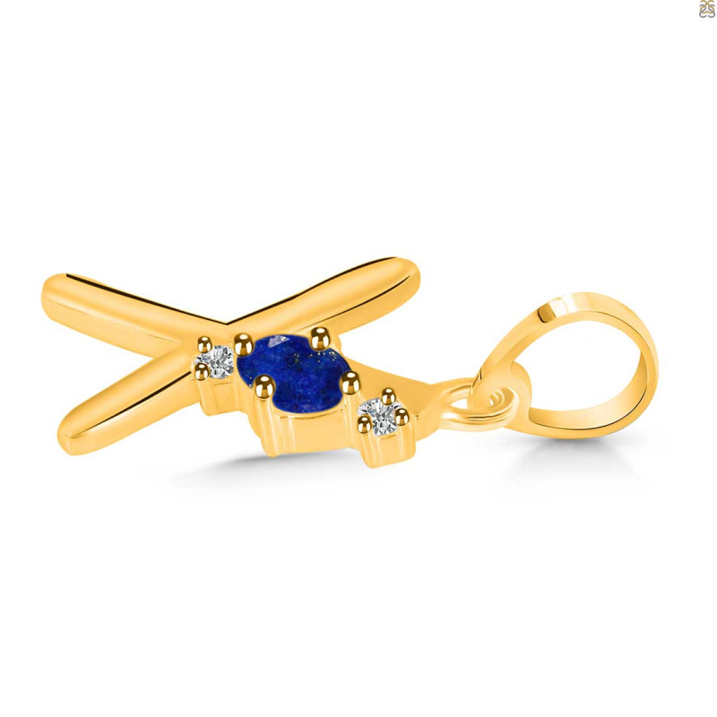 Lapis & White Topaz Alphabet X Pendant LLP-RDA-24.