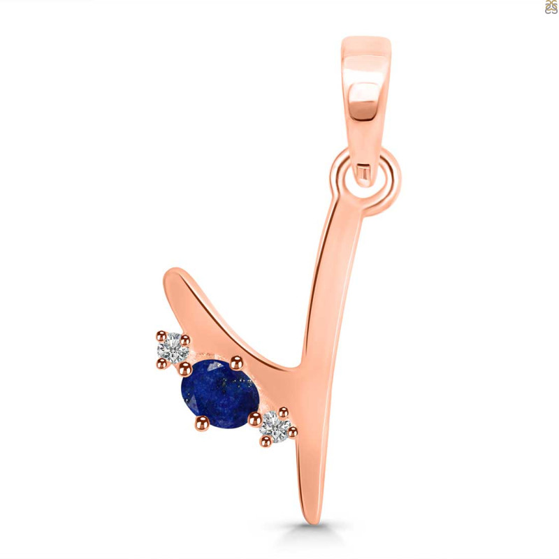 Lapis & White Topaz Alphabet Y Pendant LLP-RDA-25.