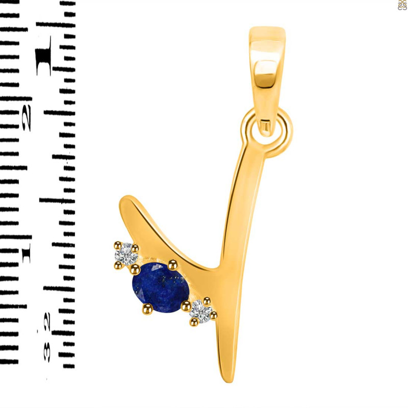 Lapis & White Topaz Alphabet Y Pendant LLP-RDA-25.