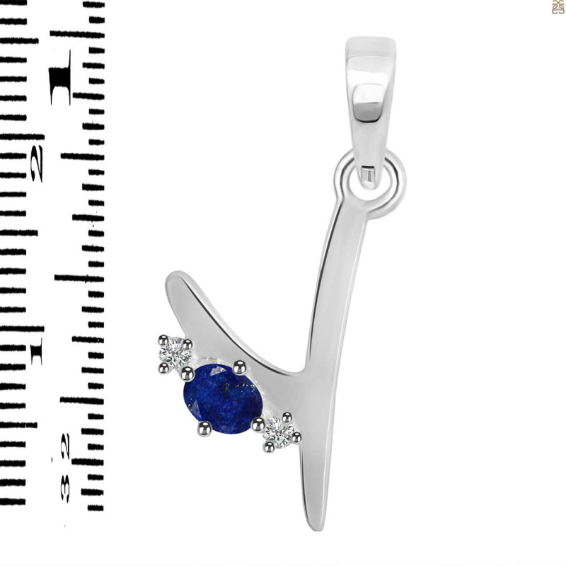 Lapis & White Topaz Alphabet Y Pendant LLP-RDA-25.