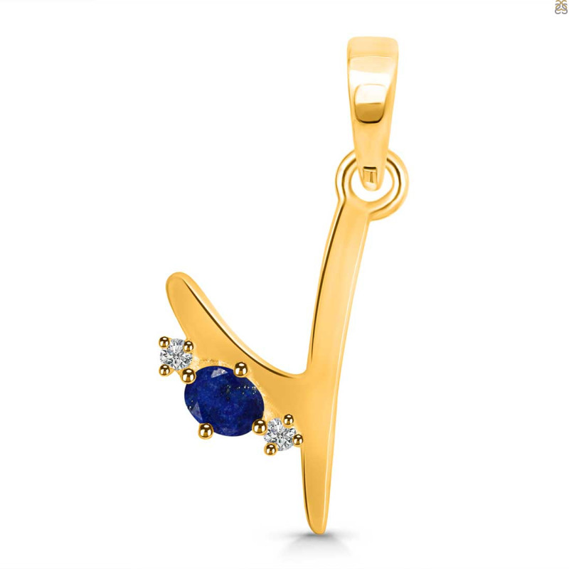 Lapis & White Topaz Alphabet Y Pendant LLP-RDA-25.
