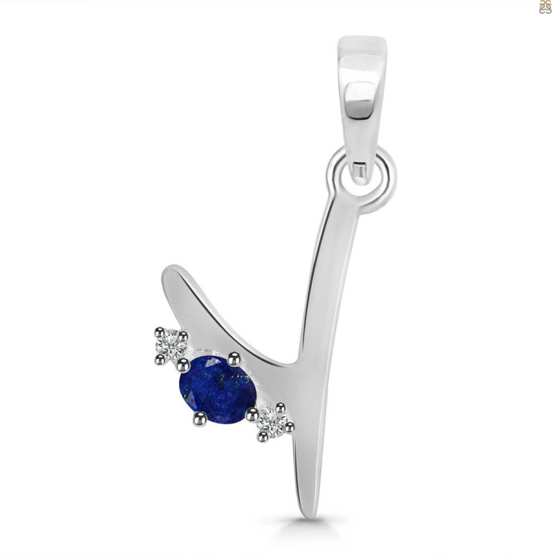 Lapis & White Topaz Alphabet Y Pendant LLP-RDA-25.