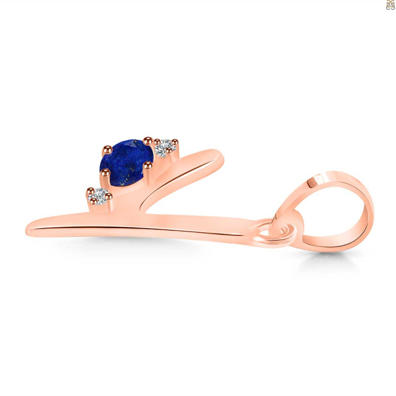 Lapis & White Topaz Alphabet Y Pendant LLP-RDA-25.