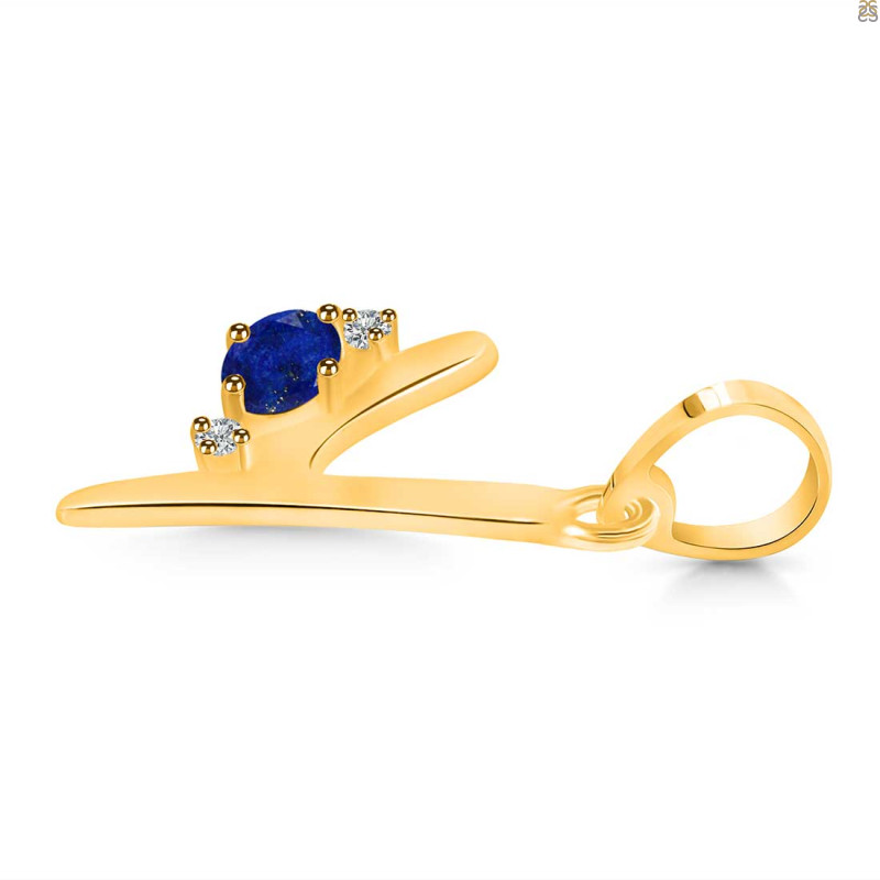 Lapis & White Topaz Alphabet Y Pendant LLP-RDA-25.